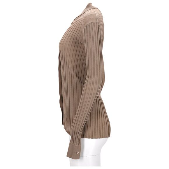 Bottega Veneta Ribbed Button-Down Light Weight Sweater in Beige Silk - Picture 8 of 10